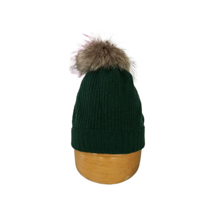 GORRO CON POMPON VERDE BOTELLA